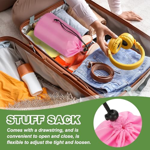 Stuff Sack, 7 x 13 Inch Waterdichte Outdoor Opbergzak Draagbaar Koordstof Valve Bag Lichtgewicht slaapzak voor Camping Wandelen Rugzak, Roze 4