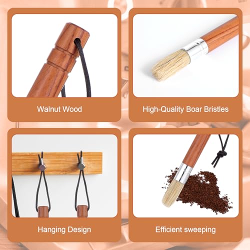 Natuurlijke Bristle Coffee Grinder Reiniging borstel met houten handvat, Espresso machine borstel Cleaner Tool voor Barista Startpagina Keuken Accessoires met hanglus 5