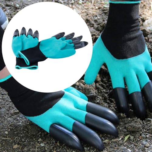 1 paar tuinhandschoenen voor het planten, wieden en graven, kunststof groen, 13 x 25 cm, waterdicht, doornbestendig, slipvast, duurzaam, comfortabel en passend 5