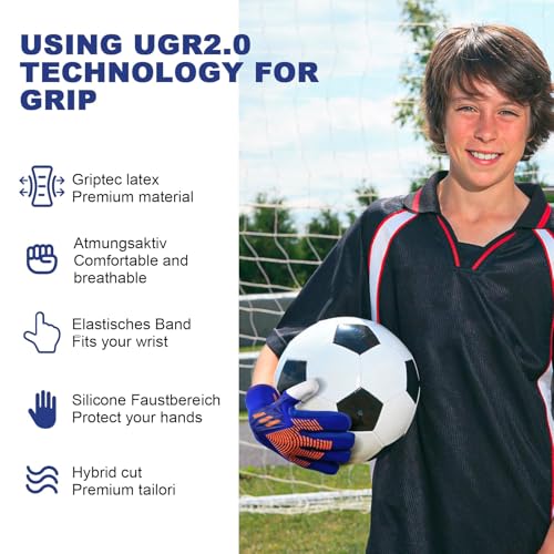 Goalkeeper Handschoenen, Kinderen en Jeugd Voetbal Handschoenen, Training Handschoenen, Non-Slip Materiaal, Dubbele Bescherming 3