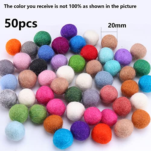 Verpakking van 50 kleurrijke viltballen Wol Viltkralen 20mm Vilt Pom Poms voor ambachten DIY Creatieve ambachten