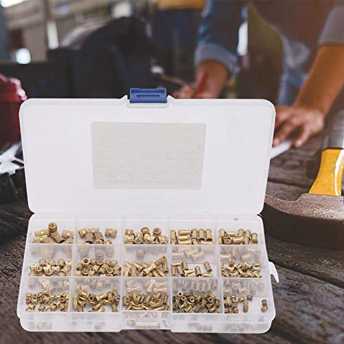 330 stuks Messing draad invoegt, Insluiten Nuts Kit met Transparante Plastic Box, Knurled Nuts Set voor 3D Printing Nut 5