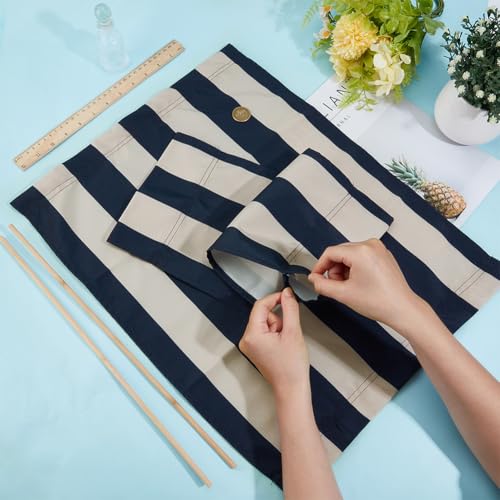 Set van 2 opvouwbare regisseursstoelhoezen, vervangende hoezen met tuinen stoken, voor make-up, draaistoelen, ezelsblauwe witte strepen, 53,5 x 40,5 cm/54 x 20 cm