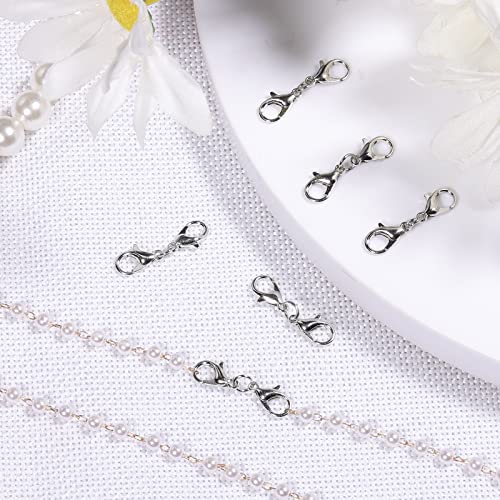 8 st Dubbele Carabiner sluiting Extenders, Roestvrij staal 2.5cm sieraden Lobster sluiting Dubbele Claw Connector voor ketting armband sieraden maken (Zilver) 4