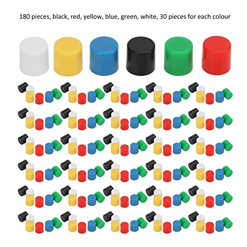 180 Pièces Breadboard Tact Tactiele Drukknop Cap 6 Kleuren ABS Plastic Drukknop Ronde Hoes voor Vervanging 3