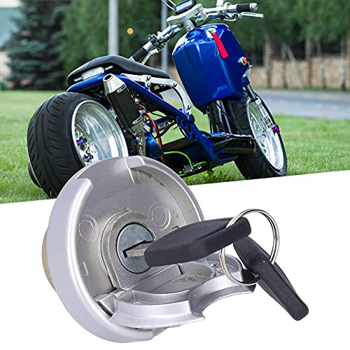 Gas Tank Lock Cap met sleutels roestvrij stalen delen Universele roestvrij stalen brandstof deurhoes voor motorscooter (zilver) 4