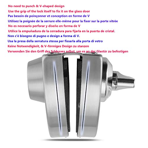 Geen Boring Roestvrij stalen glazen kast slot met sleutel Dubbele glazen deur slot schuifdeur slot glazen deur slot met 3 koperen sleutels voor 10 ~ 12mm dikte Getemperde glazen deur 5