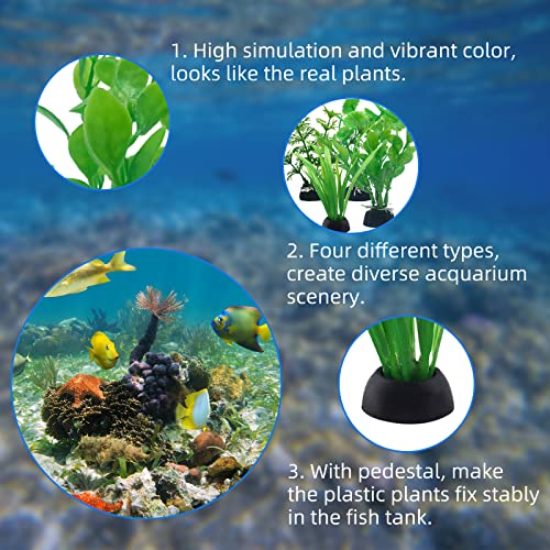 Kunststof Aquarium Planten Klein 11 cm 10 cm Realistisch Aquarium Planten Kunstaquarium Planten Decoratie Plant 4 Stukken (Klein) 5