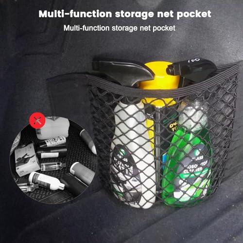 Verpakking van 4 auto-opslag Nettas met Elastische Sticker Trunk Opslag Net 40 x 25 cm Elastische opslag Net voor auto, Bagage, Klein voor commerciële voertuigen, Caravans 4