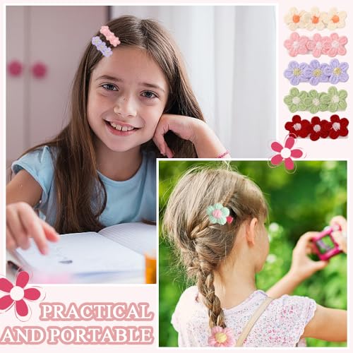 12 st pluche bloem haarspeld leuk non-slip bloem haarspeld katoen klein pluche haar accessoires kleine meisje haar clips multicolor voor kleine meisjes 5