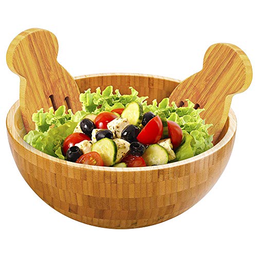 Salade kom, mengkom gemaakt van natuurlijk bamboe hout voor het serveren van groenten, fruit, snacks en diverse snacks 5
