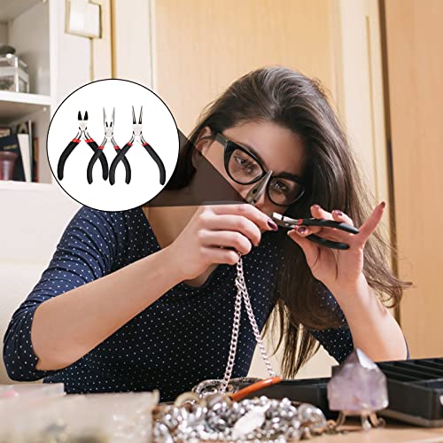 Sieraden Making Tools, 8 stuks Sieraden Tongs Set, 3 x Tang, 2 x Tweezers, 1 x schaar, 1 x Kralenhouder, 1 x vingerhoedring voor sieraden maken en reparaties 5