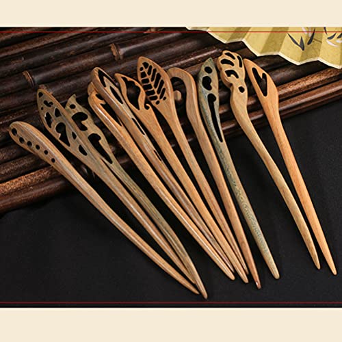 Hairstick Houten haarspeld Chinese Japanse haarstokken set Houten haarspelden Lange hoorn vork pin Haarklemmen voor broodjes Chignon houder Haar-accessoires - 4 stuks 5