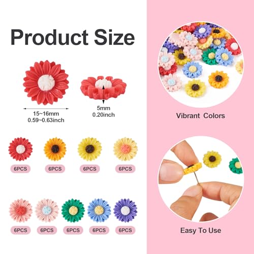 54 st. Hars Zonnebloem Flatback Cabochons Daisy Bloem kralen Geen Hole Bloemen Decoraties voor DIY Crafts Scrapbooking Haarspelden sieraden maken 3
