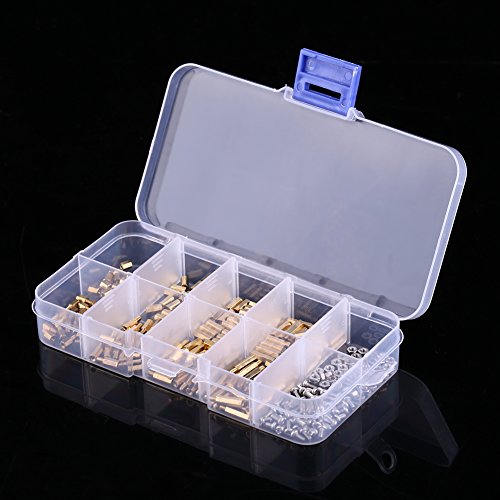 Messing M2 M3 Hex kolom vrouwelijke mannelijke spacer schroefmoer Assortiment, messing en 304 roestvrij staal materiaal(Set C) 3