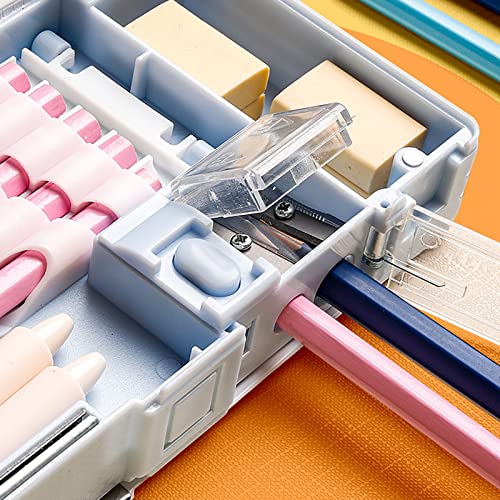 Potlood zak schattig cartoon potlood geval in kunststof multifunctionele dubbele zijde pen houder met grote capaciteit school leveringen voor kinderen (Space Man)