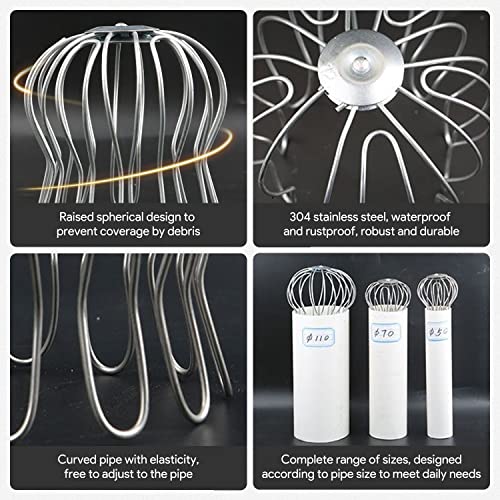 Gutter Ballon bescherming Filter Roestvrij stalen Gutter Guard Downpipe Outlet Blad Guard Floor Drain voor het dak, Balkon, Tuin (Buis 70) 5