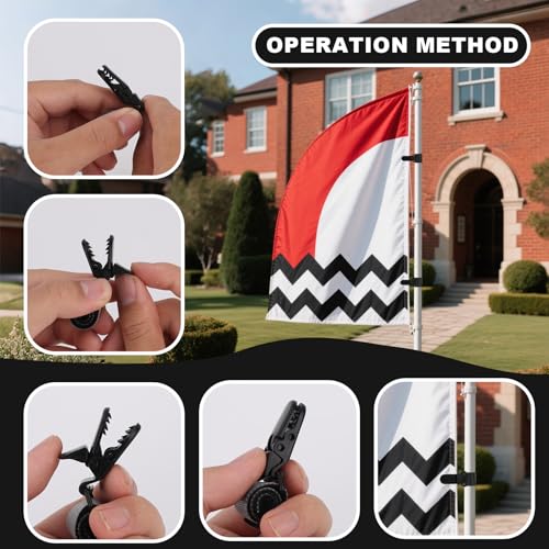 20 stuks Tuin Flag Clips en Stoppers, Anti-Wind verstelbare Plastic Flagpole Clamps houder Rubber Pole Stoppers voor binnen en buiten gebruik 5