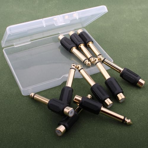 10 st. 6.35mm Plug Mono TS to RCA Tulip Plug Interconnect Audio Adapter, Cinch to 6.35mm Audio Adapter, Gold Plated Cinch Female to 6.35mm 1/4 Inch Mono Mannelijke plug 4