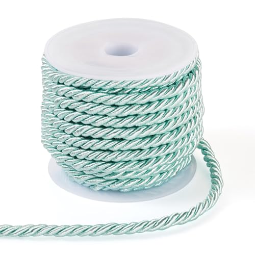 3mm Polyester Twisted Cords 3 Lagen Polyester Touw Decoratieve Touw Glanzend voor ophangen Decoratie Gordijnen Band Back Bag Trekkoorden Home Decor, Licht Groen