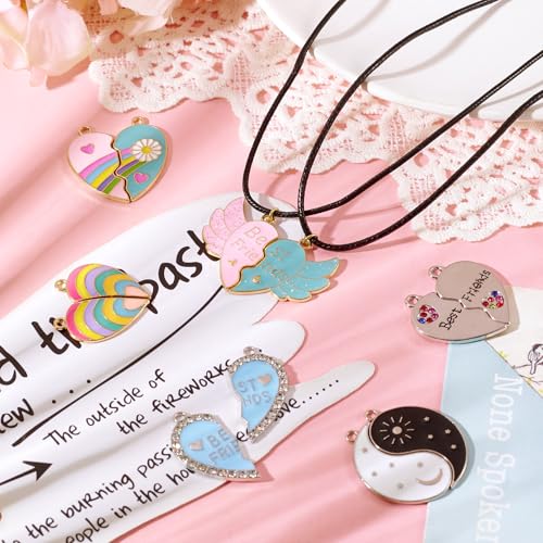6 Paren Heart Friendship Hangers Emaill Rainbow Matching Heart Hangers Beste vrienden Dangle Charms Hart Split hangers voor DIY ketting sieraden maken, Emaill, Emaill 3