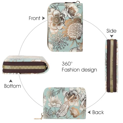 Credit Card houder voor vrouwen RFID bescherming lederen rits ID kaart Kaart Cases Kleine kaarthouder Portemonnee met munten Compartiment Business Card houder, groen, Hedendaagse 4