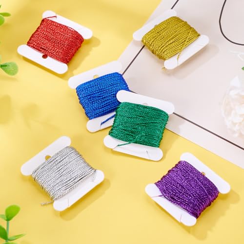 6 stuks geborduurde draad 0.5mm 12 laag Polyester geborduurde appliques effen gekleurde koord voor kruissteek naaien op projecten Threads