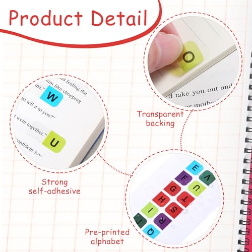 520 stuks A-Z-tabbladen, indextabbladen, Zelfklevende Kleurrijke Witte Letter Tabs, Zelfklevende Alfabetische Registers, Kleine Lijm Tabs, Label Stickers voor Office, Notebook, Textbook 3