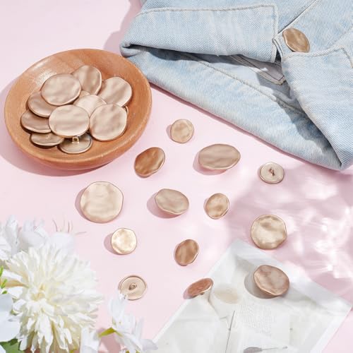 30st Gold Metal Knoppen, 18.5/25/30.5mm platte ronde metalen knop 1 Hole Legering Shank knop Blazer knopen voor kostuums Naaien DIY ambachten haken ornament 4