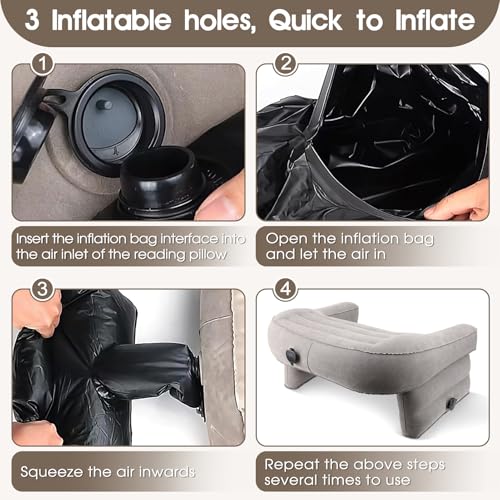 Opblaasbare Lap Pad, PVC Reading Pad voor Gaming, Portable Armrest Kussen Lap Reading Pad met 3 Opblaasbare Gaten voor Games, TV kijken 31.5 X 23.62 X 14.57 Inch 5