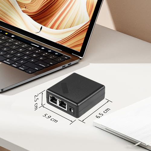 2 Port-Gigabit Ethernet Network Splinters RJ45 1 tot 2 1000/100 Mbit/s Ethernet Adapter Splinters met een 2-pins Europese EU-op-DC5521 stopcontactkabel voor computer, naaf, switch, router 4