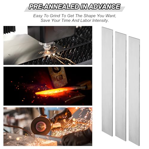 Verpakking van 2 1084 staal voor mes maken staal 30,5 x 2,5 x 1/8 cm plaat staal voor DIY ruwe plaat metaal voor professionele ambachtelijke ambachtslieden zilver wit 3