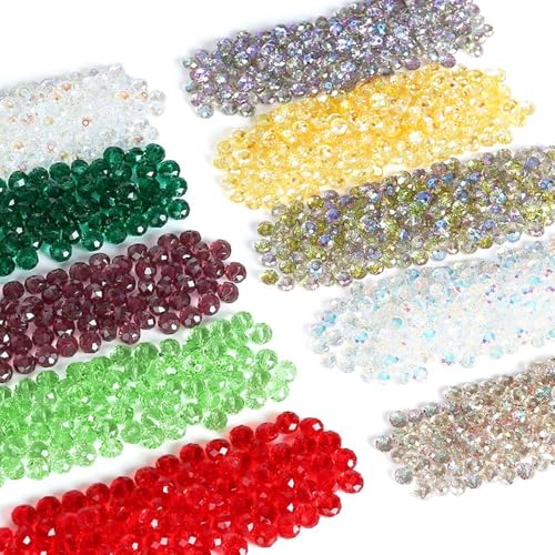 170 st Facet glazen kralen, 4mm Multi-Faceted kralen, Galvanized Glazen kralen, Verspreide kralen, voor sieraden het maken van bruiloft leveringen armbanden ketting oorbellen Groen 3