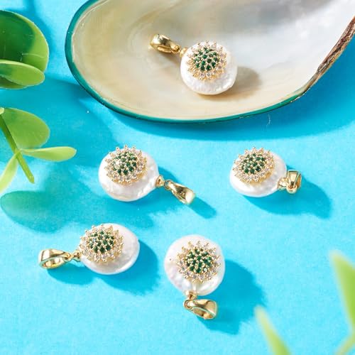 Natural Cultured Parel Hangers Vintage Parel oorbellen Charms met Cubic Zirconia Nuggets met Flower Classic Parel sieraden bedels voor DIY ketting oorbellen 3