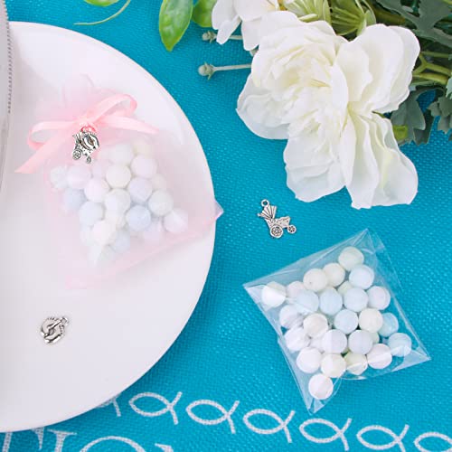 50 Meisjes Doopzakken Roze 50 Stuks Hanger Doop Feet Pram Candy Boxes 50 Stukjes Palstic Tassen Cadeau Decoratie Doopfeest Meisjes 5