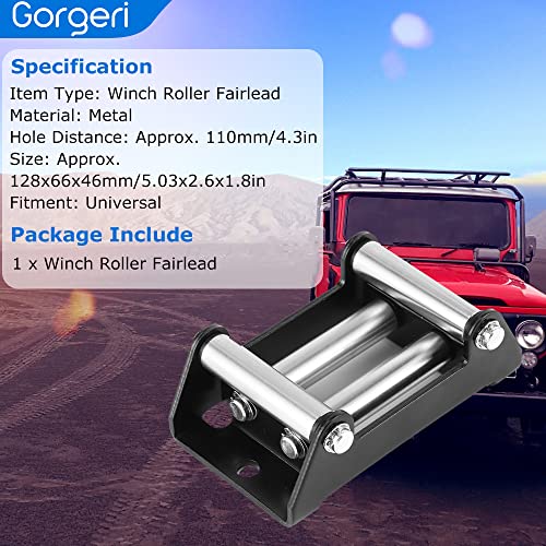 Universele Kabelgids voor Winch Roller, 110mm/4.3 Inch Gat Spacing Metal Heavy Duty Kabel Guide voor Winch Galvanized