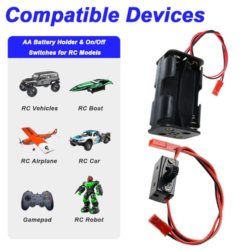 Batterijontvanger met aan/uit schakelaar en opslagbox voor 4 AA batterijen met JST-plug voor RC Car, Truck en vliegtuig (10 Pack) 4