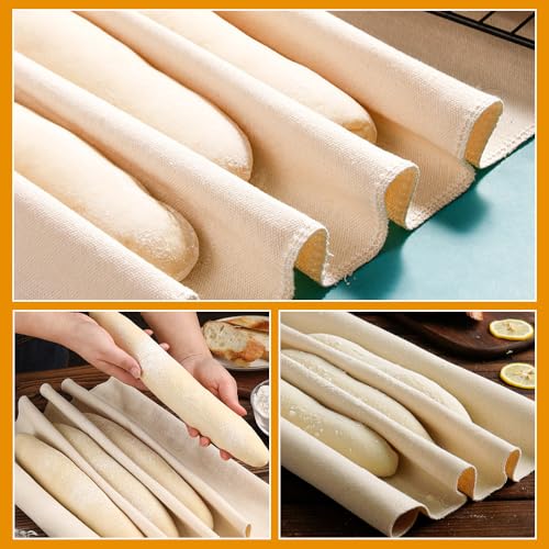 2 stukken linnen doek, 150 x 60 cm, bakkerslinnen, deegdoek, linnen doek voor brood, bakkersdoek, gebakdoek, natuurlijk linnen, brood, bakken, toebehoren, voor fermenteren, brood, baguette, brood 5
