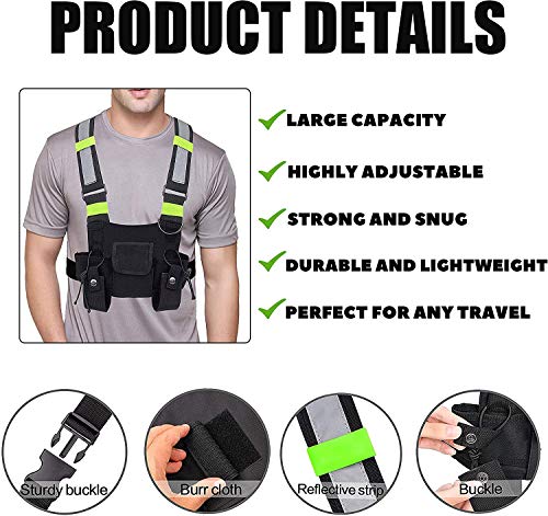 Universal Radio Chest Harness Rig - Prepack Pouch Holster Vest Rig Chest Bag draagtas voor Two Way Radio Walkie Talkie, Green, Holster Case, groen, Holster Case 5