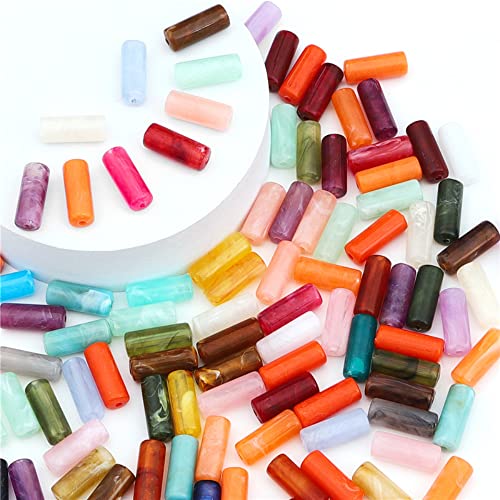20 st. Long Acryl Tube Kralen Kralen Gekleurd Losse Kralen Vintage Kralen voor DIY Handgemaakte sieraden maken, Vakantie Decoraties, 8mm x 20mm, Threading Hole 2mm, gemengde kleur 5