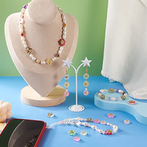 60 st Star & Flower Spray Geschilderde Glazen Kralen Bloem met Bijen Messing Ingelegde Glazen Kralen Star Shape met Glitter Poeder Spacer Kralen voor DIY sieraden maken
