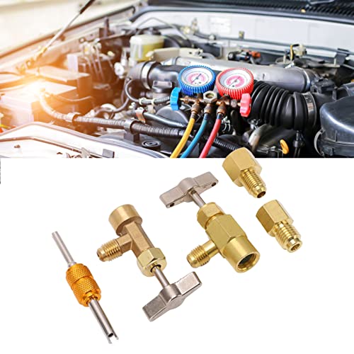 R1234Yf Adapter, Refrigerant Dispenser met Tank Adapter Messing Leakproof Dispenser Valve met Koelerant Tank Adapters R134A Zelfdichtende Kan Faucet voor Airconditioning 5