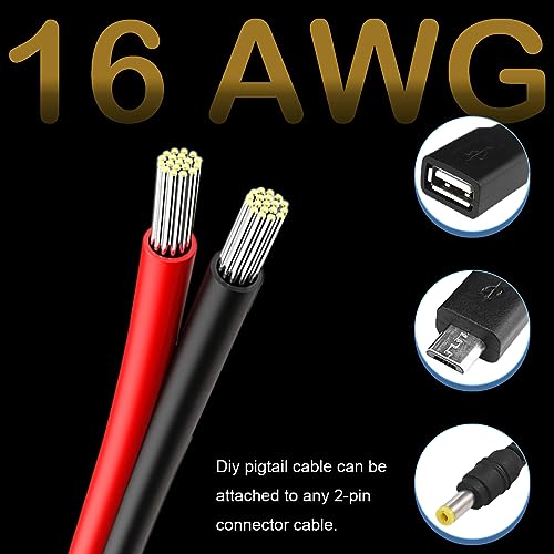 DC7909 Power Pigtails Cable, 12V DC 8mm Plug om Wire Open End Voeding Reparatie Vervanging Barrel Connector Cord, 16AWG DC 7.9x5.5mm voor Solar Cell Laptop Camera, 4st 5