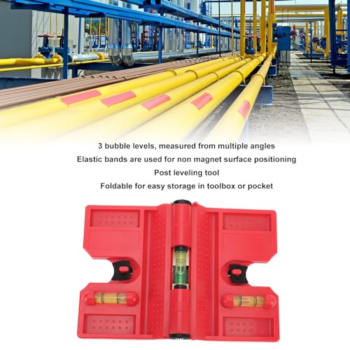 Magnetische pool niveau gereedschap met 3 injectieflacons, Verstelbaar Plastic Pool niveau met Sterke Magneet, Opvouwbaar Design, Elastische Loop voor Polen, Tubes, Balustrades en