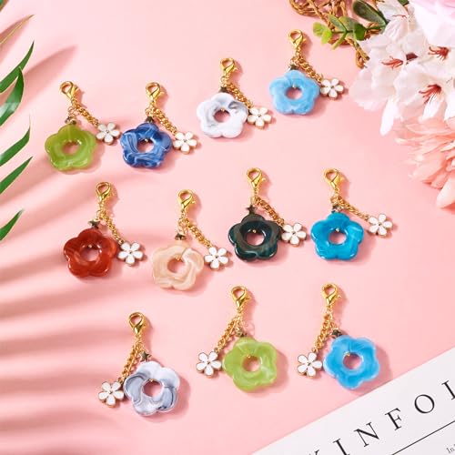 16Stuks Acryl Flower Stitch Markers 8 Kleuren Acryl&Enamel Bloemen Dangle Removable Lobster Sluiting Sluiting Stitch voor DIY Oorbellen sieraden maken