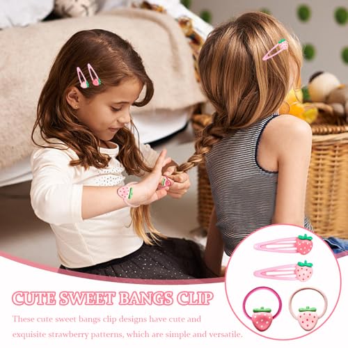 22 st. Strawberry Hair Clip en Hair Bands Set Metalen Snap Roze Decoratieve schattig Sweet Bangs Clip Aardbeien Accessoires Fruit Haarspeld voor vrouwen meisjes en tieners Gifts 4
