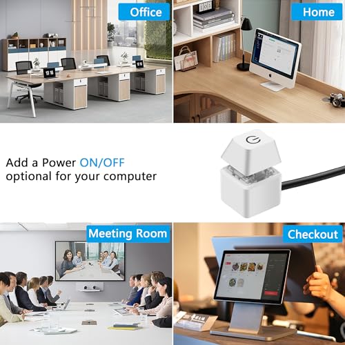 Desktop Computer Power Switch Externe Remote Start Computer Moederbord Aan/uit Schakelknop Uitbreiding 1.8M/5.9FT Cord met LED Light-White 4