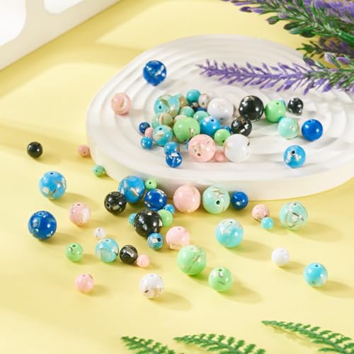 120st Stenen & Trochus Shell kralen 8mm ronde edelsteen Spacer kralen 8 kleuren synthetische stenen sieraden kralen Bulk voor ambachten armbanden sieraden maken 3