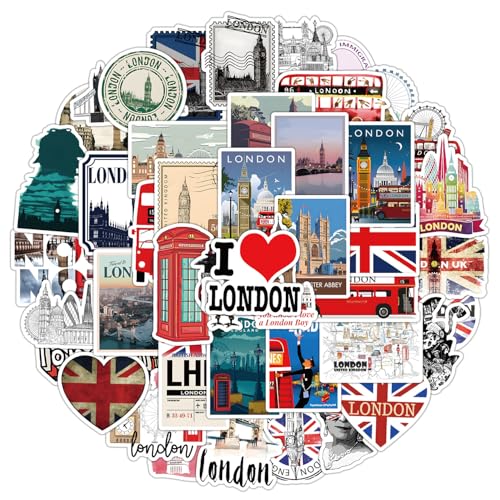 Bruisende London Sticker Set Stickers Jeugd Volwassenen 50 stuks Londen Bus Waterdichte Vinyl Stickers Automotor Fiets Skateboard Snowboard Bagage Laptop Kofferhelm