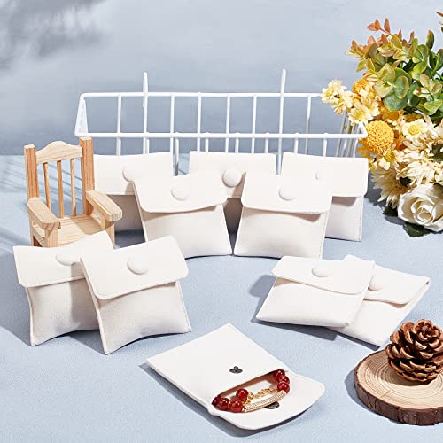 12 fluwelen sieraden tassen met snap stud, fluwelen sieraden opslag tassen Off White Luxe snoep sieraden cadeau ketting armband verpakking 7 x 7 cm 5